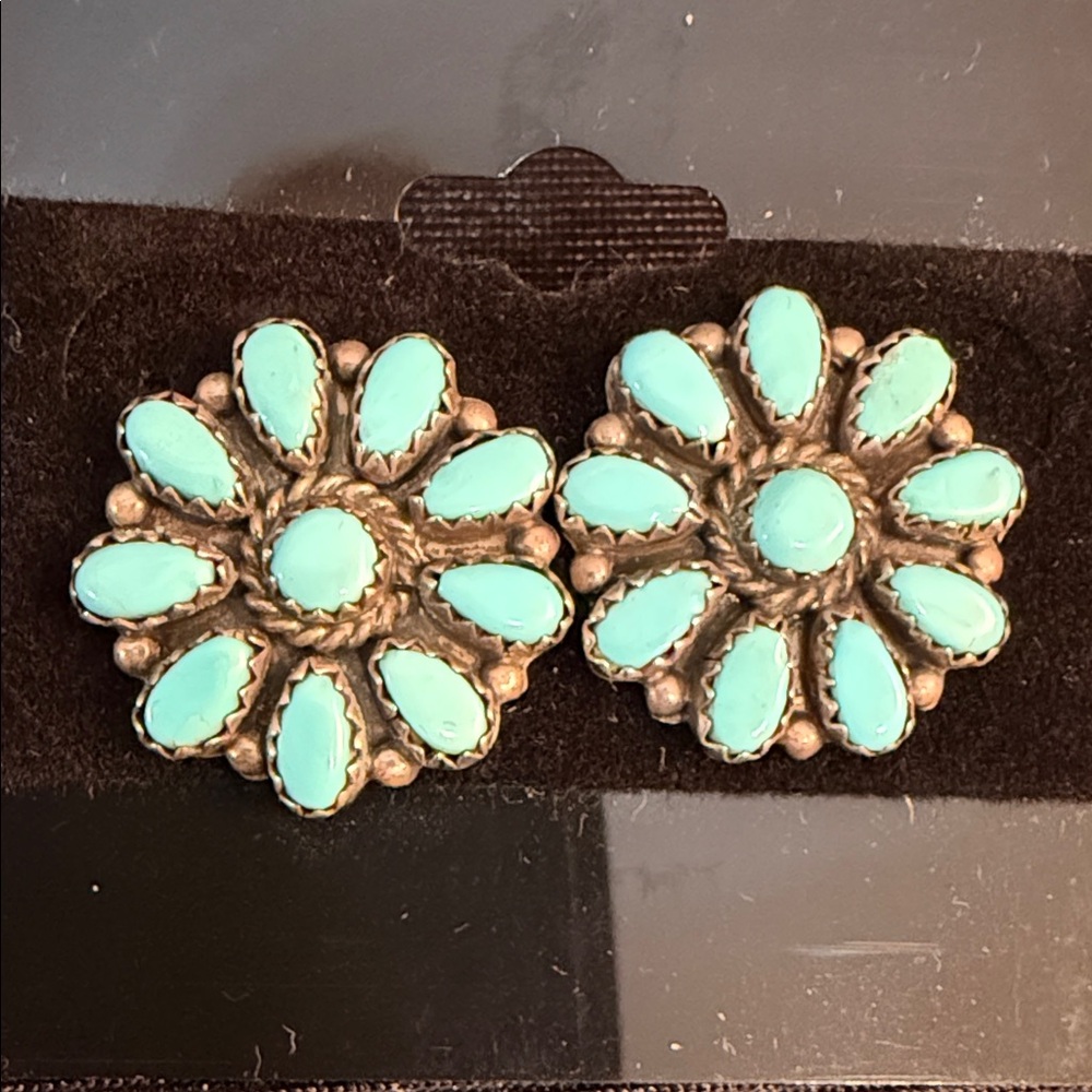 Turquoise Zuni Cluster Earrings